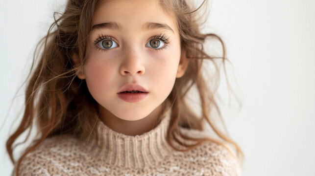 Retrato de una niña  con expresión sorpresa