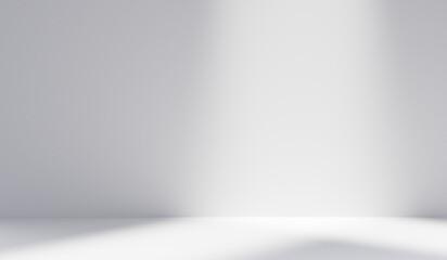 Abstract white studio background for product presentation. Empty room with shadows. friendly interior concept 3d render, Mock up for exhibitions,copy space, minimal concept