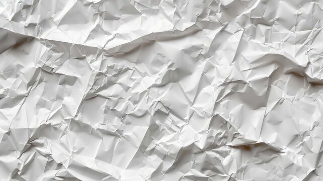 White crumpled paper background. Blank place for text or empty space template. Clean textured sheet mock up.