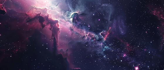 wallpaper of an intricately detailed space nebula, universe - obrazy, fototapety, plakaty