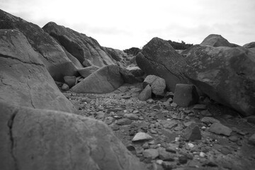 rocks in black and white