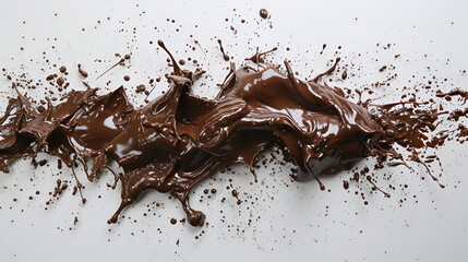 chocolate splash isolated on white, milk chocolate splash isolated on a white background. generative ai - obrazy, fototapety, plakaty