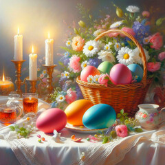 still life with easter eggs