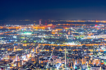 大阪　あべのハルカスからの夕景夜景