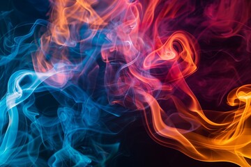 dark abstract background with orange, blue smoke	
