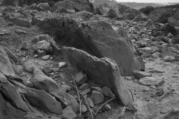 rocks in black and white