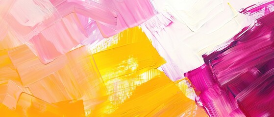 Vibrant Abstract Artwork: A beautiful mix of pink and yellow painted squares, perfect for modern decor and design.