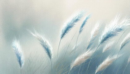 Obrazy na Plexi  Puszyste błękitne abstrakcyjne trawy na łące, dekoracja geneartive ai
