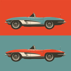 corvette vintage car  - obrazy, fototapety, plakaty