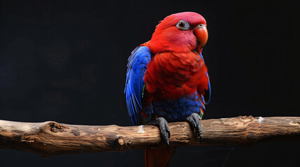  female red and blue captive eclectus parrot