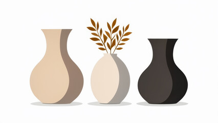 Ceramic vase set. Vector illustration isolated on white background.