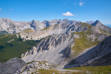 Nordkette Mountains Innsbruck Austria. The beautiful Nordkette mountain also called the North Chain or Northern Range. Innsbruck, Tirol, Austria.

