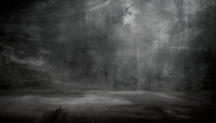 Abstract dark grungy wall backdrop. Blank black concrete textured wall