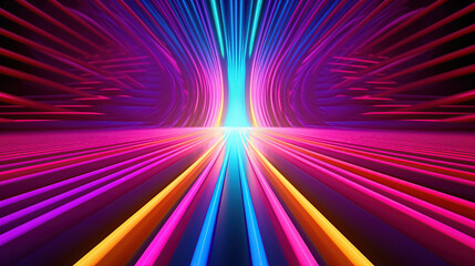 bright neon rays and glowing lines ,