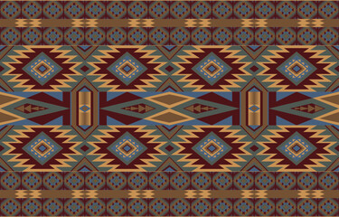 Aztec, Navajo geometric seamless pattern. Native American Southwest print. Ethnic design wallpaper, fabric, cover, textile, rug, blanket. - obrazy, fototapety, plakaty