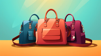 Illustration of Bags in Color Isolated on Color