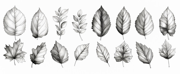 leaves graphic lines on a white background Image generated by AI