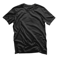 blank black t-shirt with wrinkles for a realistic feel on transparent background