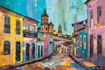 Naklejka premium Pelourinho's Heritage Art Collage