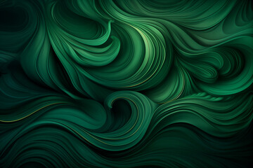 Elegant emerald green swirls form a mesmerizing abstract pattern, ideal for backgrounds or wallpapers