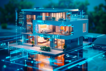 Smart home system design. Green energy, optimization of work in the home, energy saving solutions - Powered by Adobe