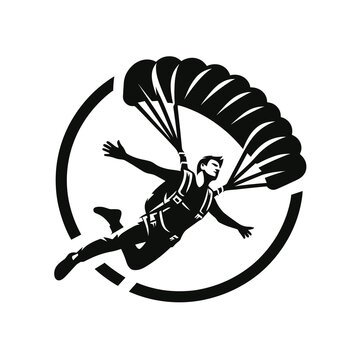 Parachutist icon. Parachutist vector illustration, skydiving paratrooper icon, generative ai