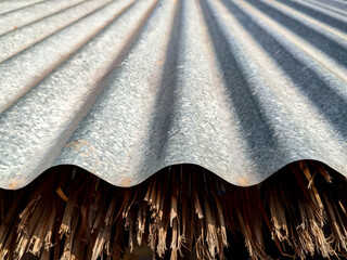 background of roof zinc curve close up