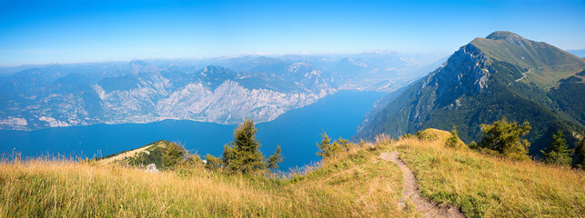 stunning landscape panorama Monte Baldo, lake Gardasee, north italy