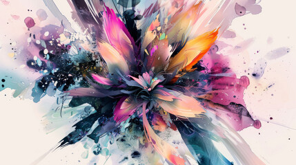 wallpaper design of abstract watercolor in shades of green, featuring whimsical plants and flowers