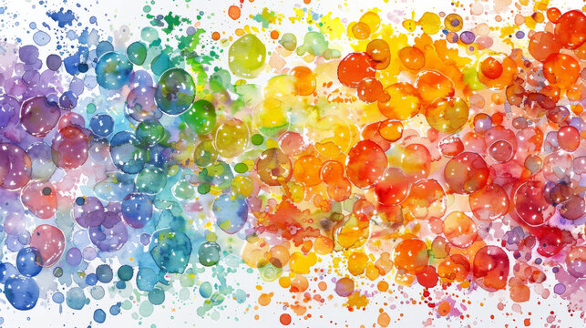 seamless pattern of abstract rainbow blobs in watercolor, with a subtle grunge texture.