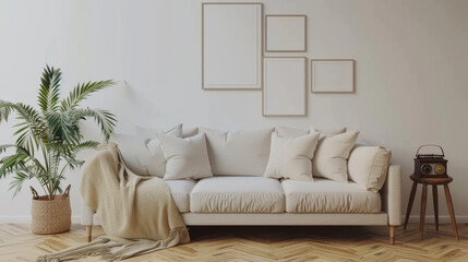 Minimalist interior with an open floor plan combining 