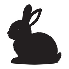  Silhouette and icon of  cute bunny isolated on white background