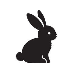  Silhouette and icon of  cute bunny isolated on white background