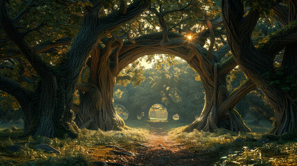 Dream portals within ancient oaks - obrazy, fototapety, plakaty
