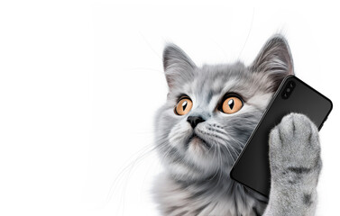 cat using mobile phone