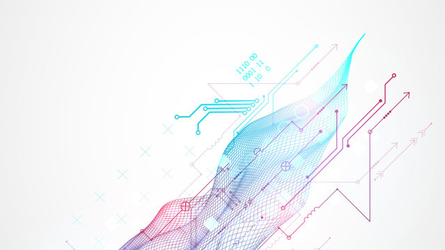 Wireframe Big Data concept. Abstract digital futuristic vector illustration on technology background. Data mining and management concept. Hand drawn art.