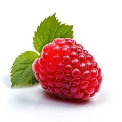Raspberry cutout minimal isolated on white background. Fresh raspberry, closeup. Summertime concept for package, grocery product advertising. Realistic, icon, detailed.