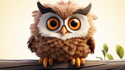 vector illustration of a portrait of a cute and adorable owl on a white background