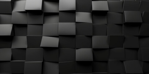 Black Geometric 3D render style Pattern. Simple illustration of textured background, abstract polygonal shapes. Presentation backdrop.