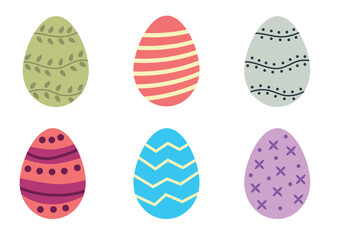 Easter Eggs Set Flat Style. Holiday celebration and food concept vector