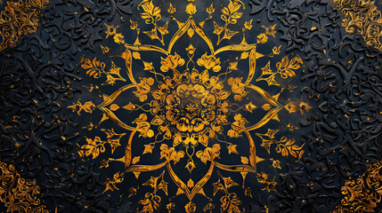 luxury islamic background. golden flower pattern background with dark background. ramadan kareem holiday celebration concept
