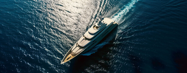 A Luxury super yacht sailing in the sea or ocean.