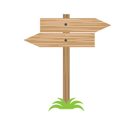 Vintage Wooden Direction Signs Flat Style Isolated. Sign and labels concept vector art game element