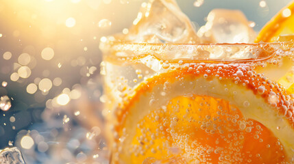 Macro of beautiful vodka orange cocktail. - obrazy, fototapety, plakaty