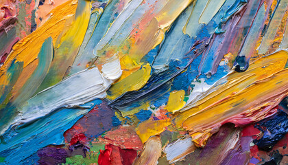 Abstract rough multi colored painting texture, oil brush stroke. Art on canvas.