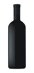 Black whiskey bottle on transparent background