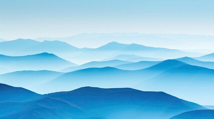 Serene Blue Mountain Layers in Mist