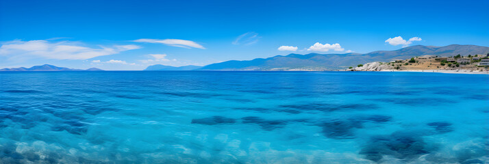 Eternal Blue: A Mesmerizing Azure Waterscape Adorned by a Clear Blue Sky