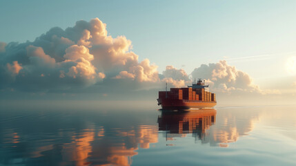 Large Cargo Ship Floating on Water