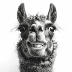 Obraz premium funny illustration close up of a llama on a white background